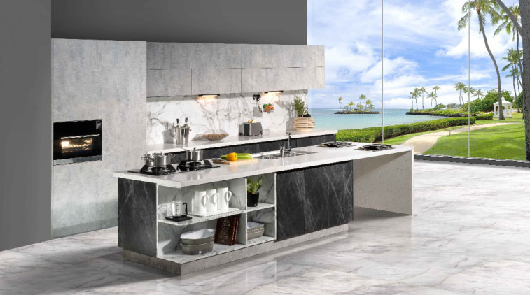 Modern open HPL marble countertop kitchen cabinet-north star