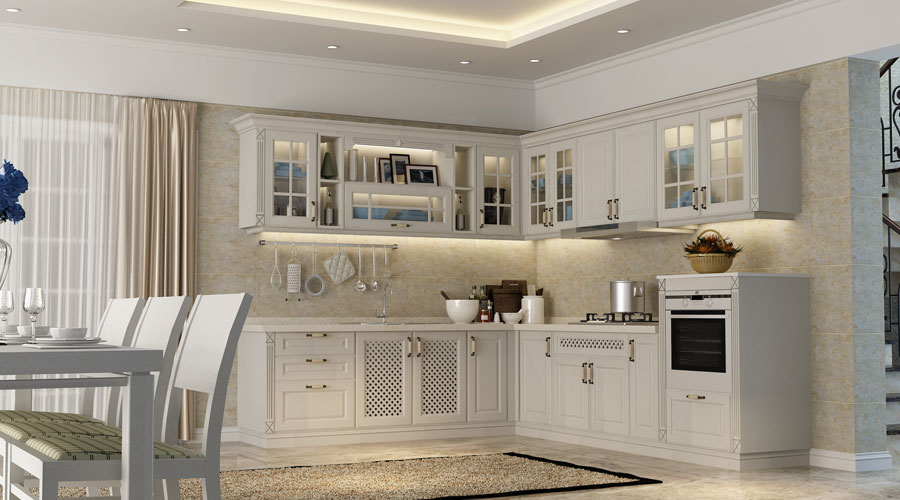 Beige Colour Kitchen Cabinets