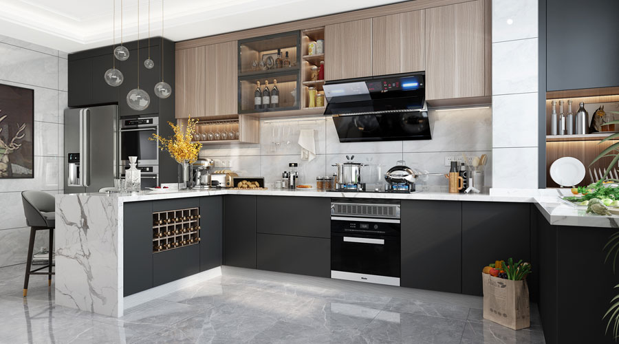 Melamine built outlet in cupboards